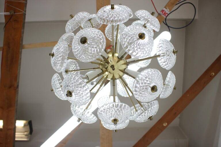 Unique set of four design Space Age dandelion / Sputnik chandeliers, 1970s