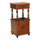 Antique Louis-Philippe bedside table in walnut, Italy, 19th century.