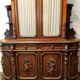 Renaissance castle library in walnut, half-moon shape, circa 1850