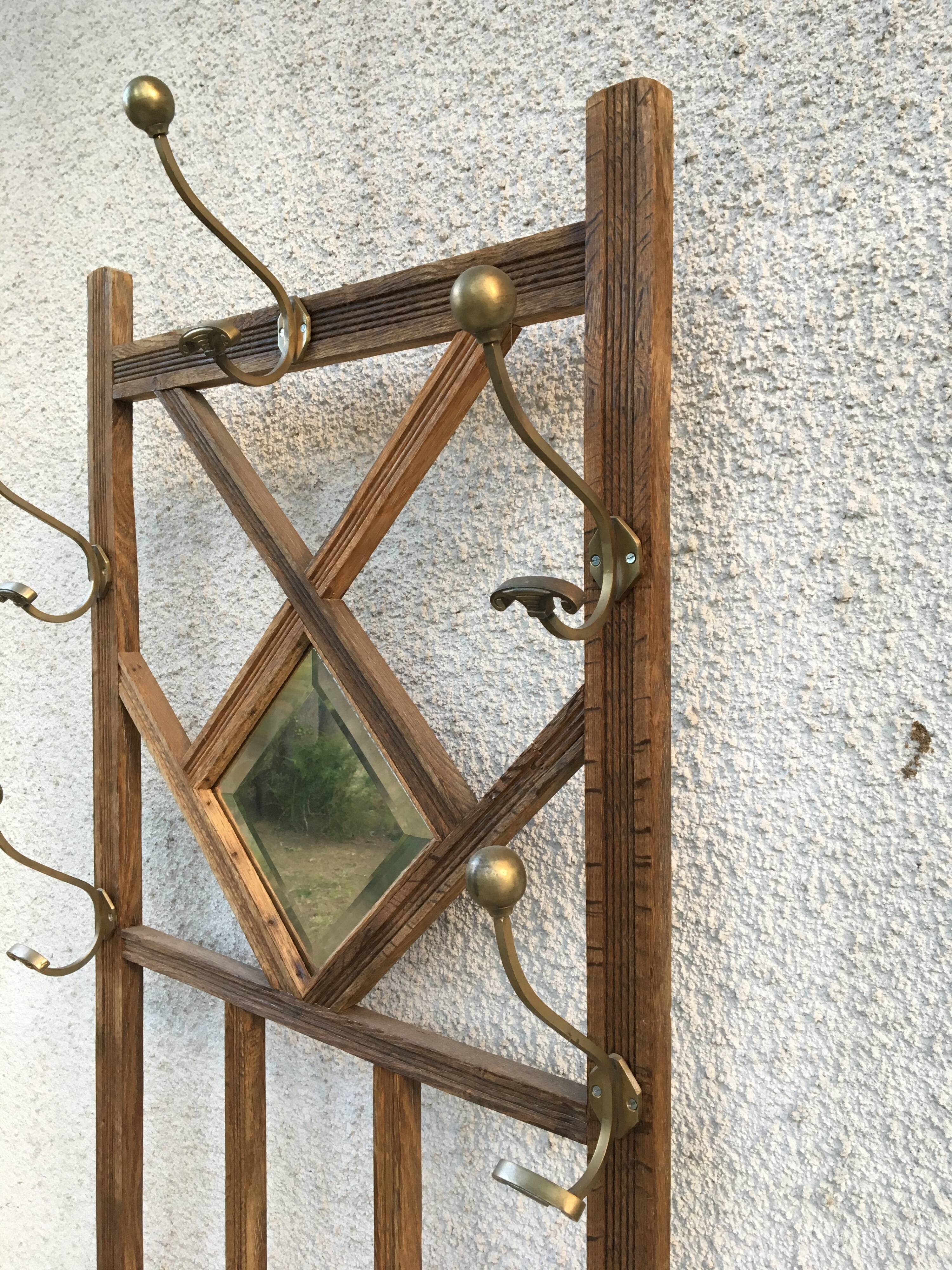 Old coat rack with mirror