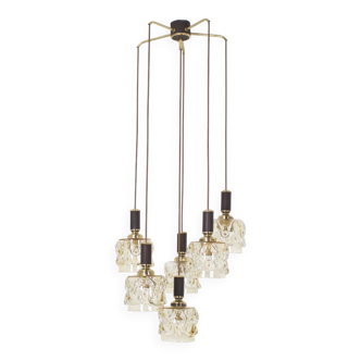 Honeyed glass waterfall chandelier.