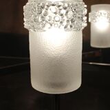 Chandelier space age 6 lights in chrome & glass molded by Hillebrand Lighting, 1960s