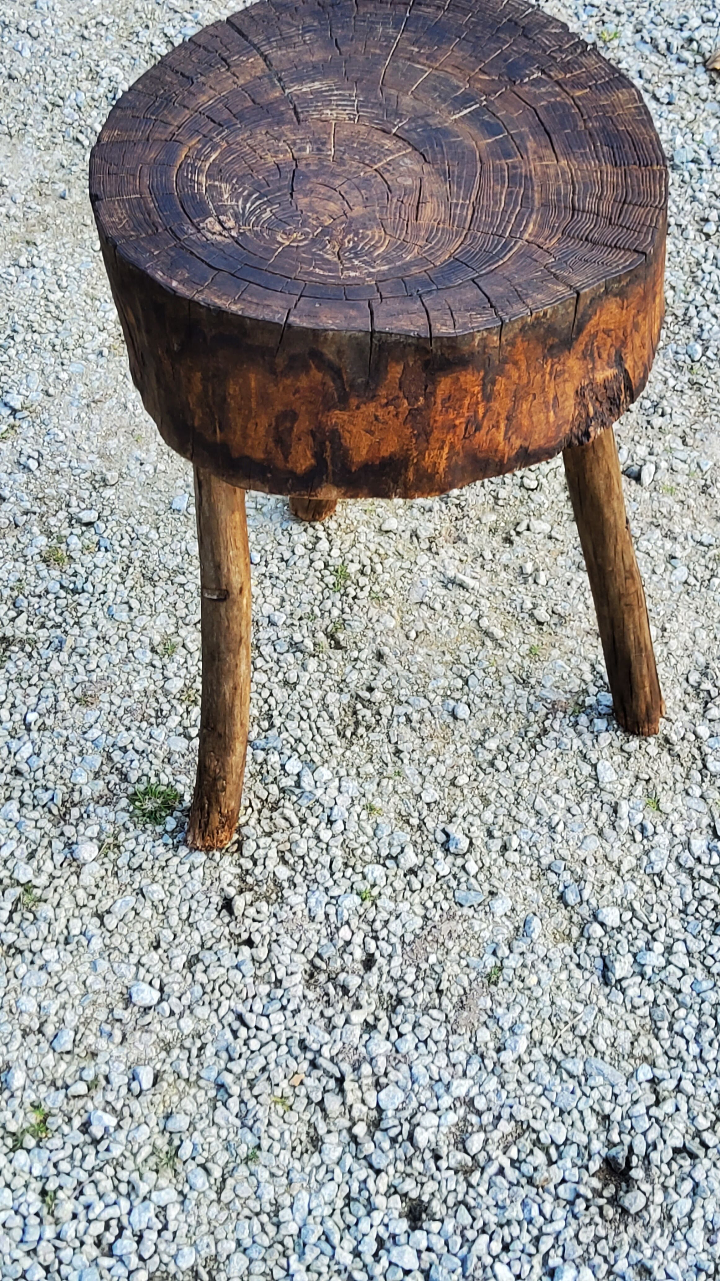 Brutalist tripod billot stool