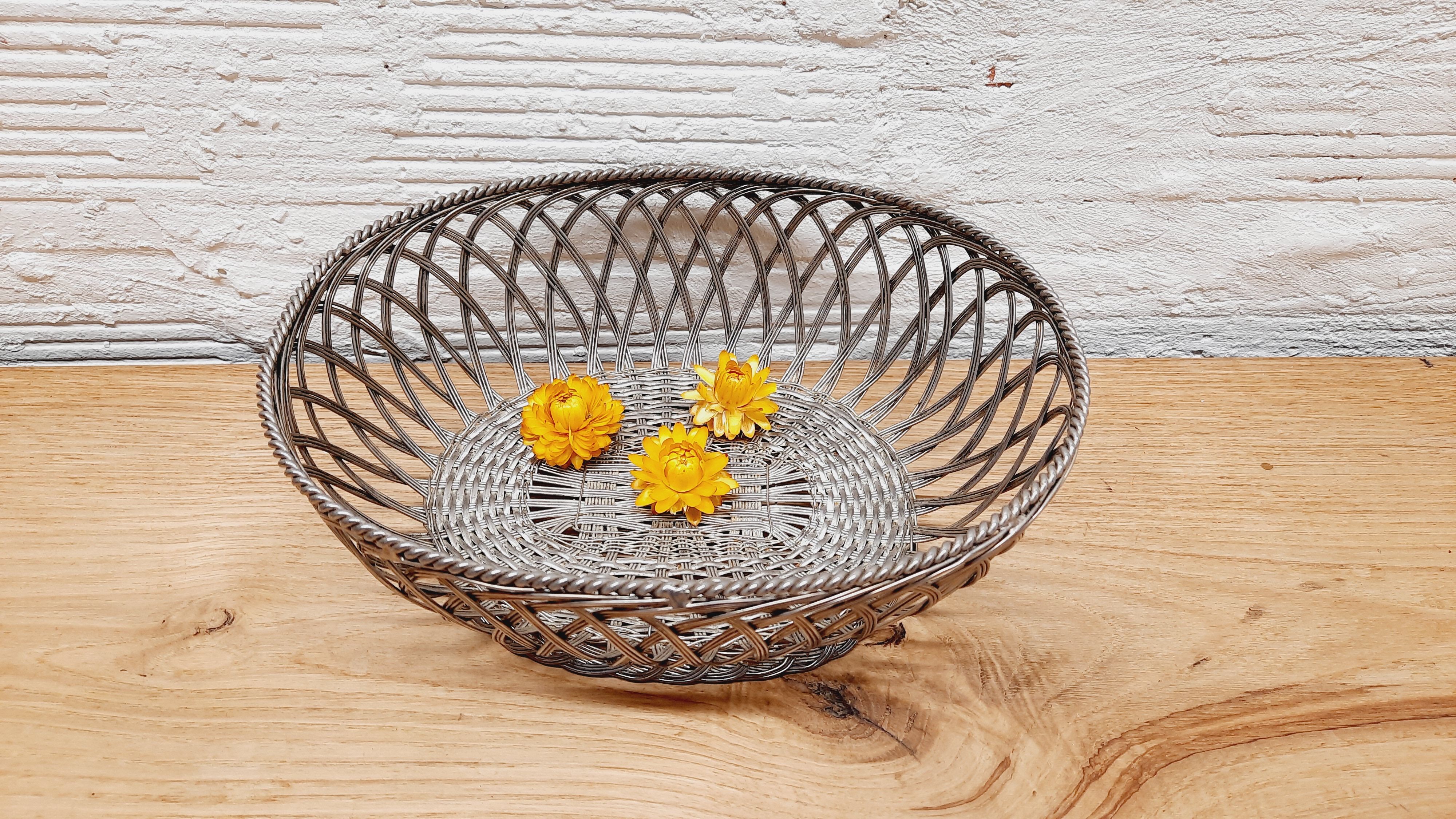 Vintage braided metal basket