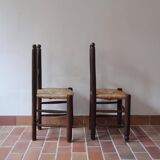 Pair of straw farm chairs