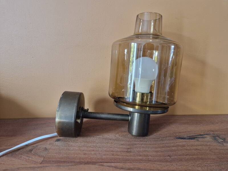 Hans Agne Jacobsson (1919-2009) - Brass and yellow tinted glass applique