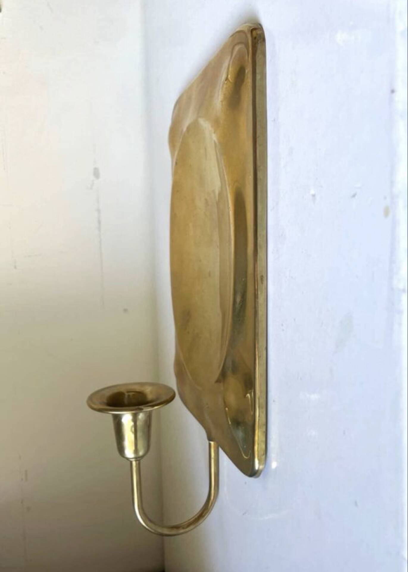 Vintage Scandinavian Brass Wall Candle holder Sconce height 28 cm
