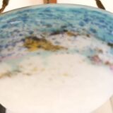 Suspension/Muller Glass Paste/Turquoise Blue & Bronze Frame/Art Nouveau