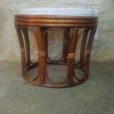 Rattan pouf with cushion