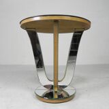 Art Deco coffee table, side table, with mirror glass and walnut veneer, 1930s