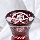 Large antique Bohemian vase, chiseled ruby color