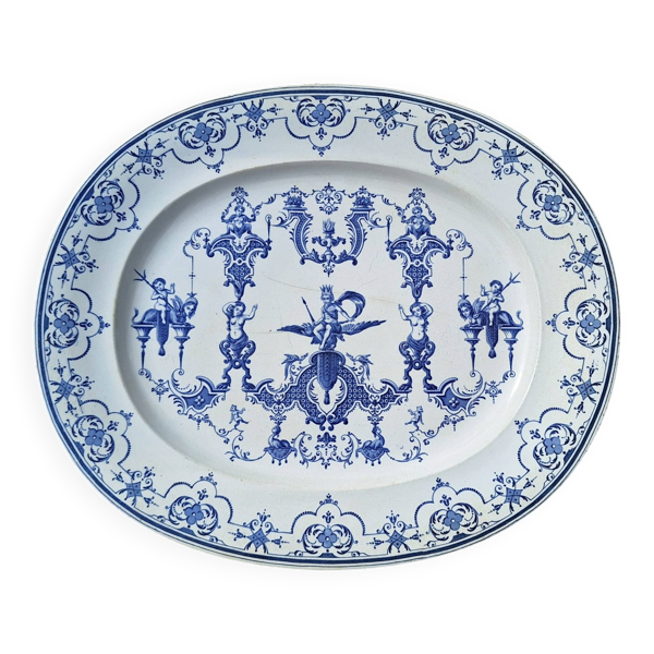 Grand Plat En Faience Bordeaux Jules Veillard 19eme Siècle — Beyit