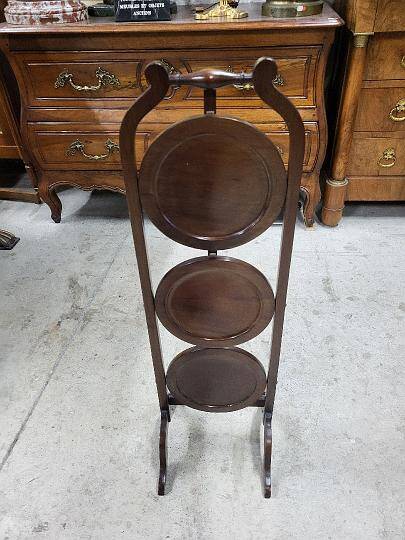 Folding mahogany cake stand