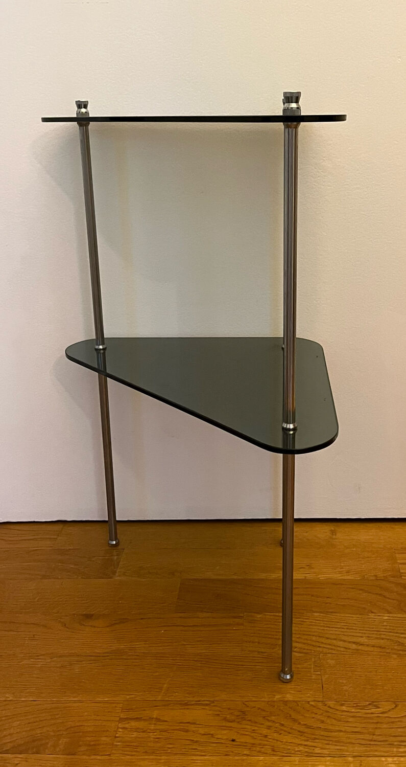 Vintage smoked glass corner shelf