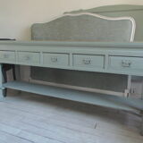 Console 5 drawers 1 re-enchanted tablet in gray green wooden top