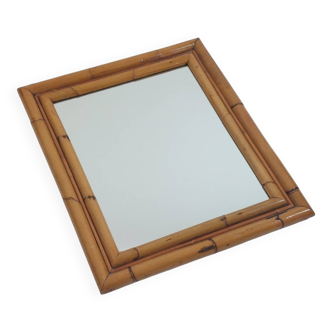 Vintage Mid Century Wandspiegel Bambus Boho 70s