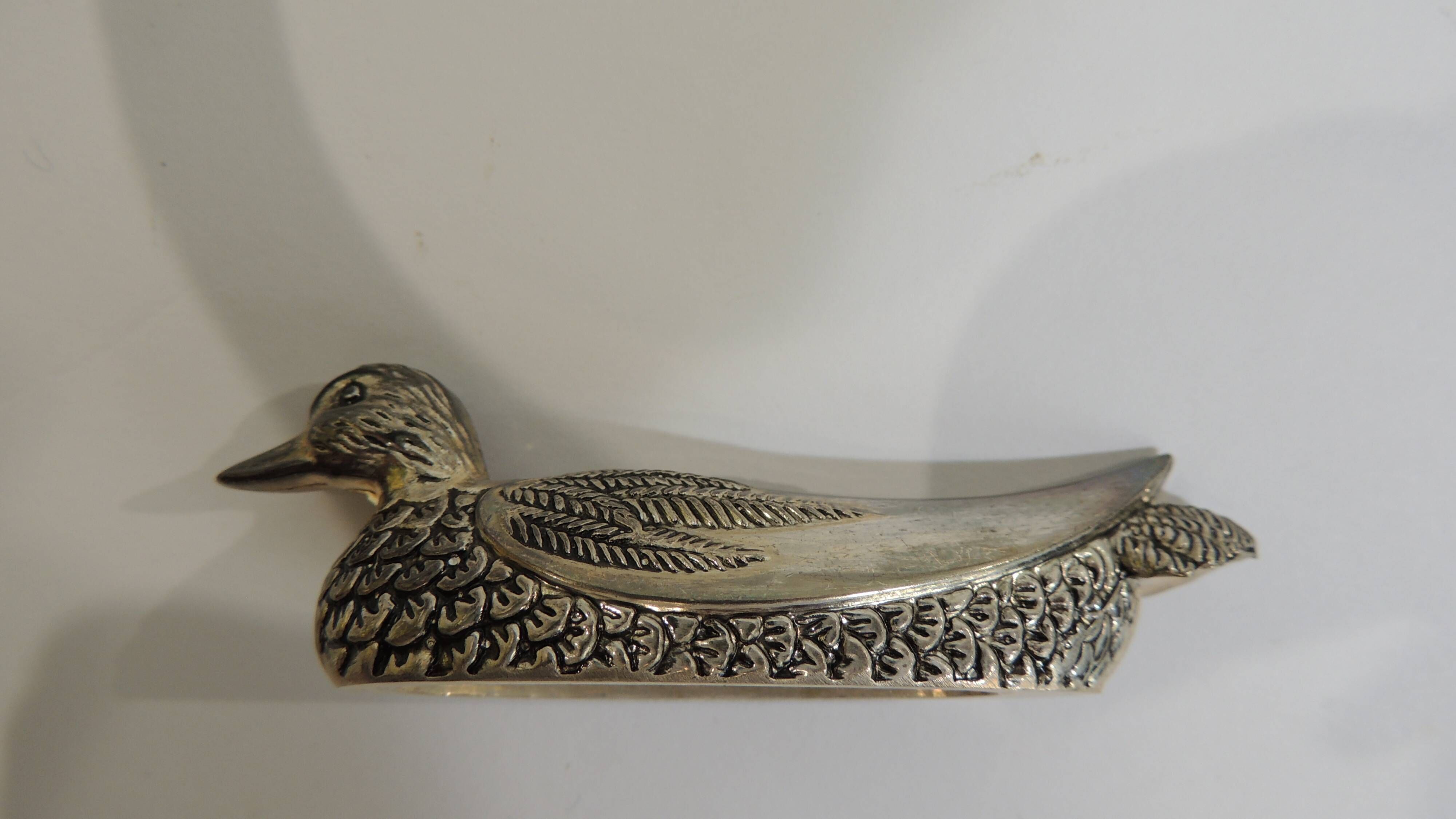 Set of 6 vintage silver-plated knife rests in the shape of ducks – Port