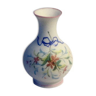 Ancien vase biscuit miniature peint à la main XIXe