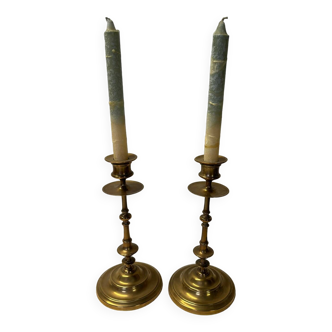 Pair of brass candlesticks