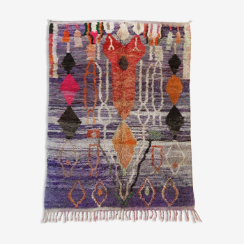 Moroccan Berber carpet boujaad purple with colorful patterns 325x200cm