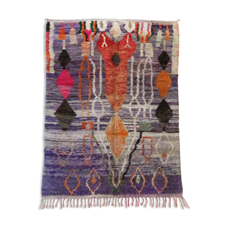 Tapis berbère marocain boujaad violet à motifs colorés 325x200cm