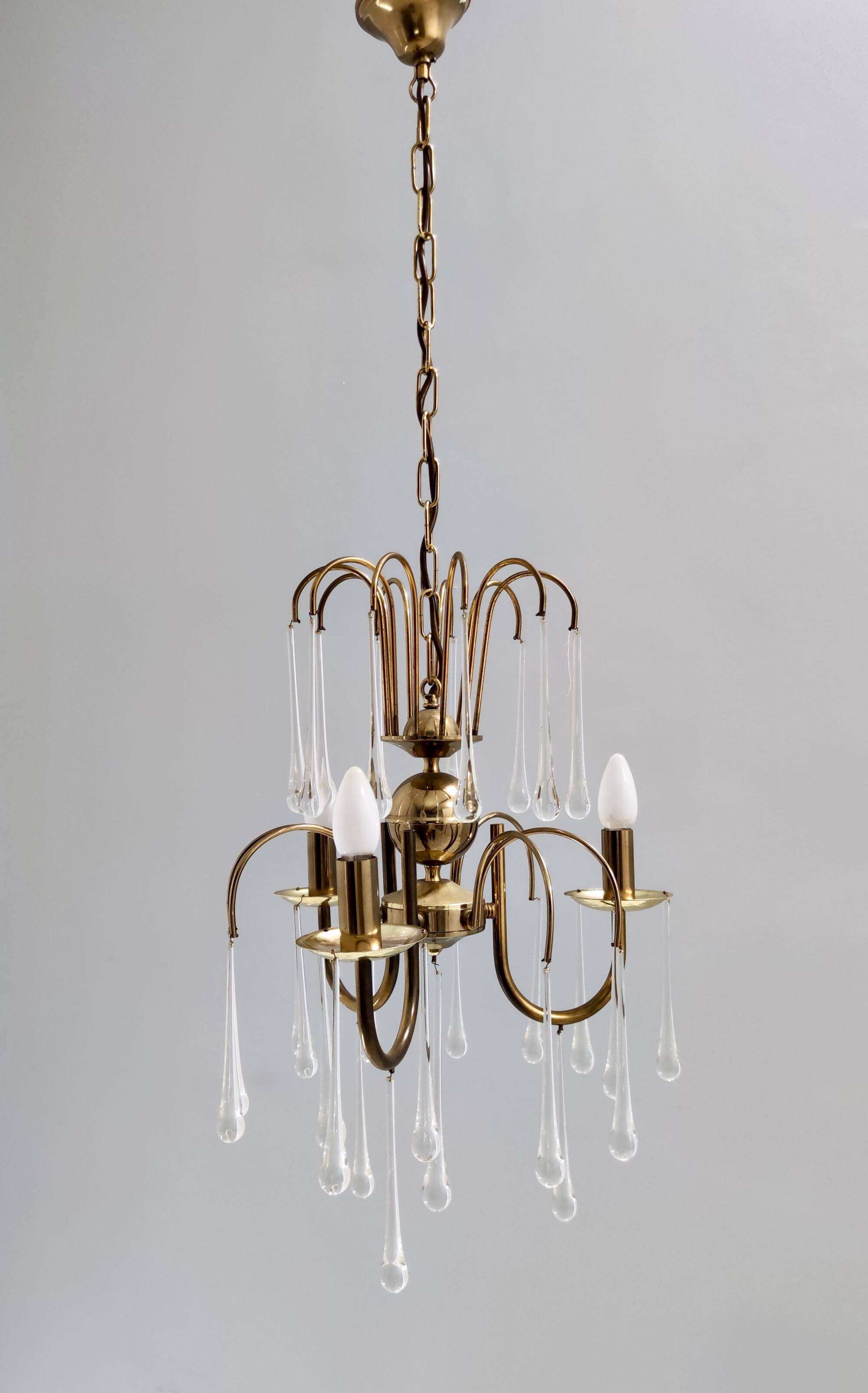 Murano Glass Teardrop Chandelier in the Style of Venini, Italy