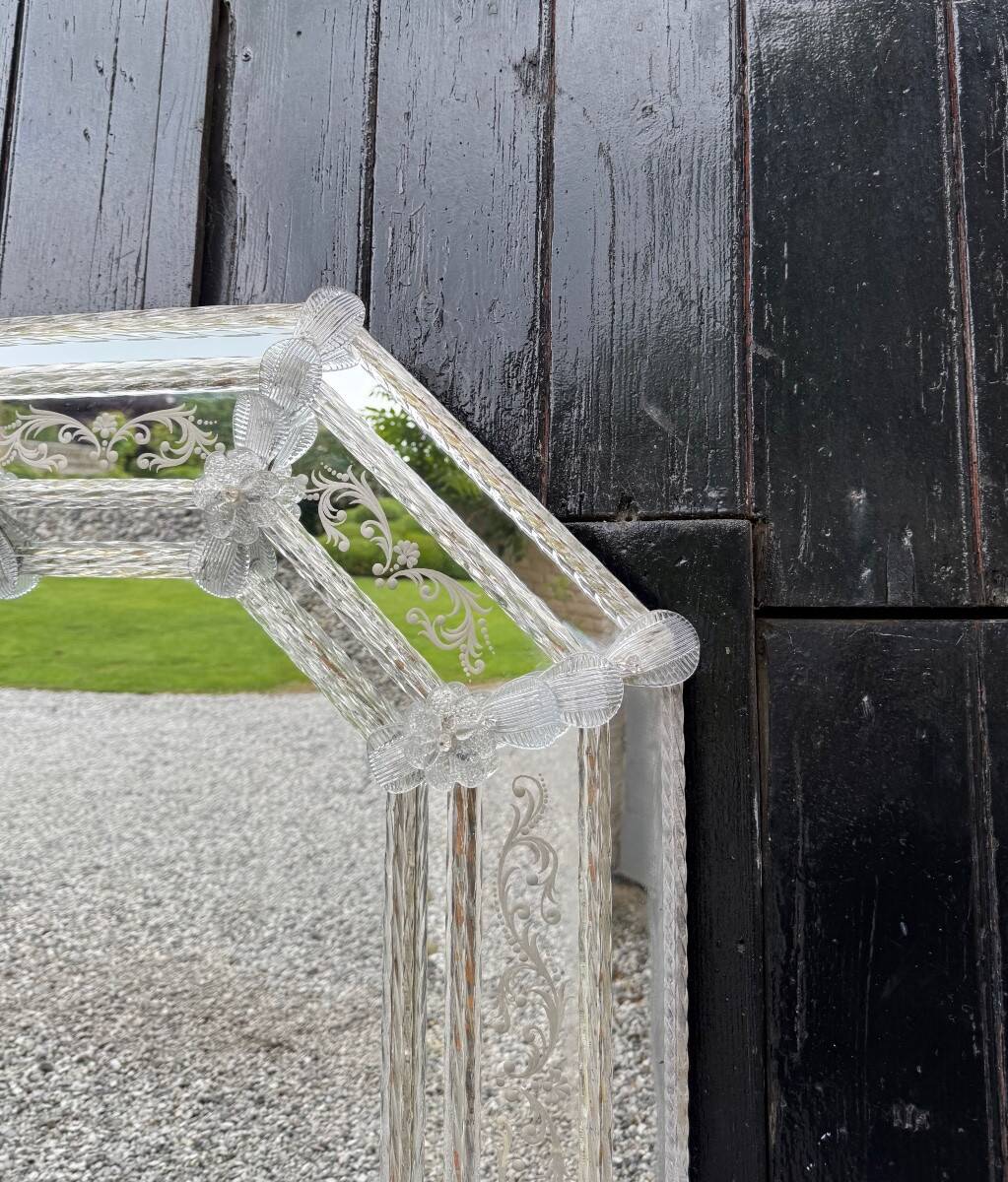 Venetian mirror in colorless Murano glass circa 1920