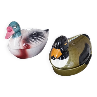 Set of 2 ceramic ducks signed michel caugant