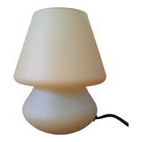 Pale yellow glass mushroom bedside lamp