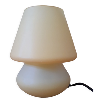 Pale yellow glass mushroom bedside lamp