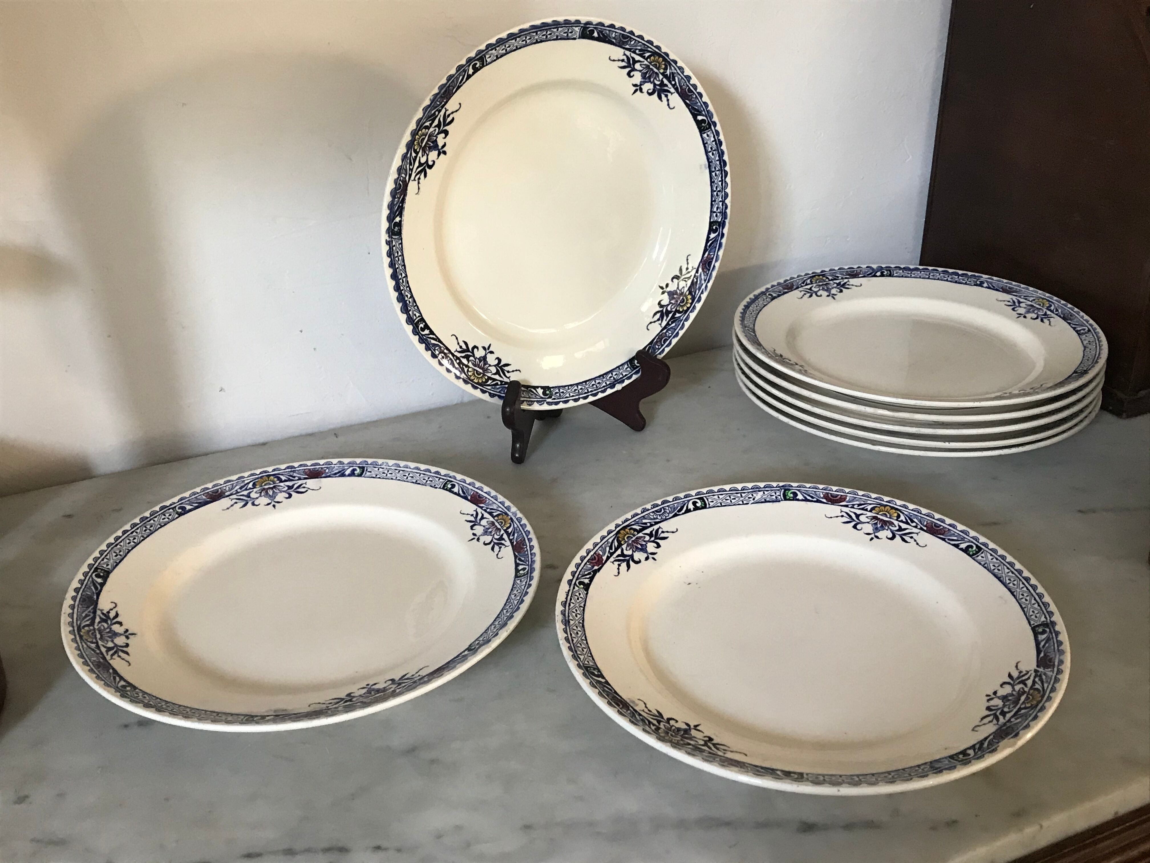 Lot de 8 assiettes Longchamp Lily, terre de fer