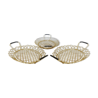 Series of 3 gold metal fruit baskets 50 60