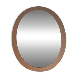 Large vintage purple oval mirror from the 70s