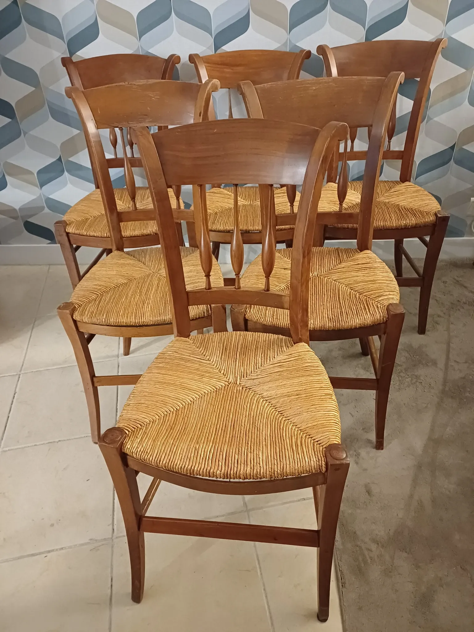 6 directoire Provençal cherry wood chairs