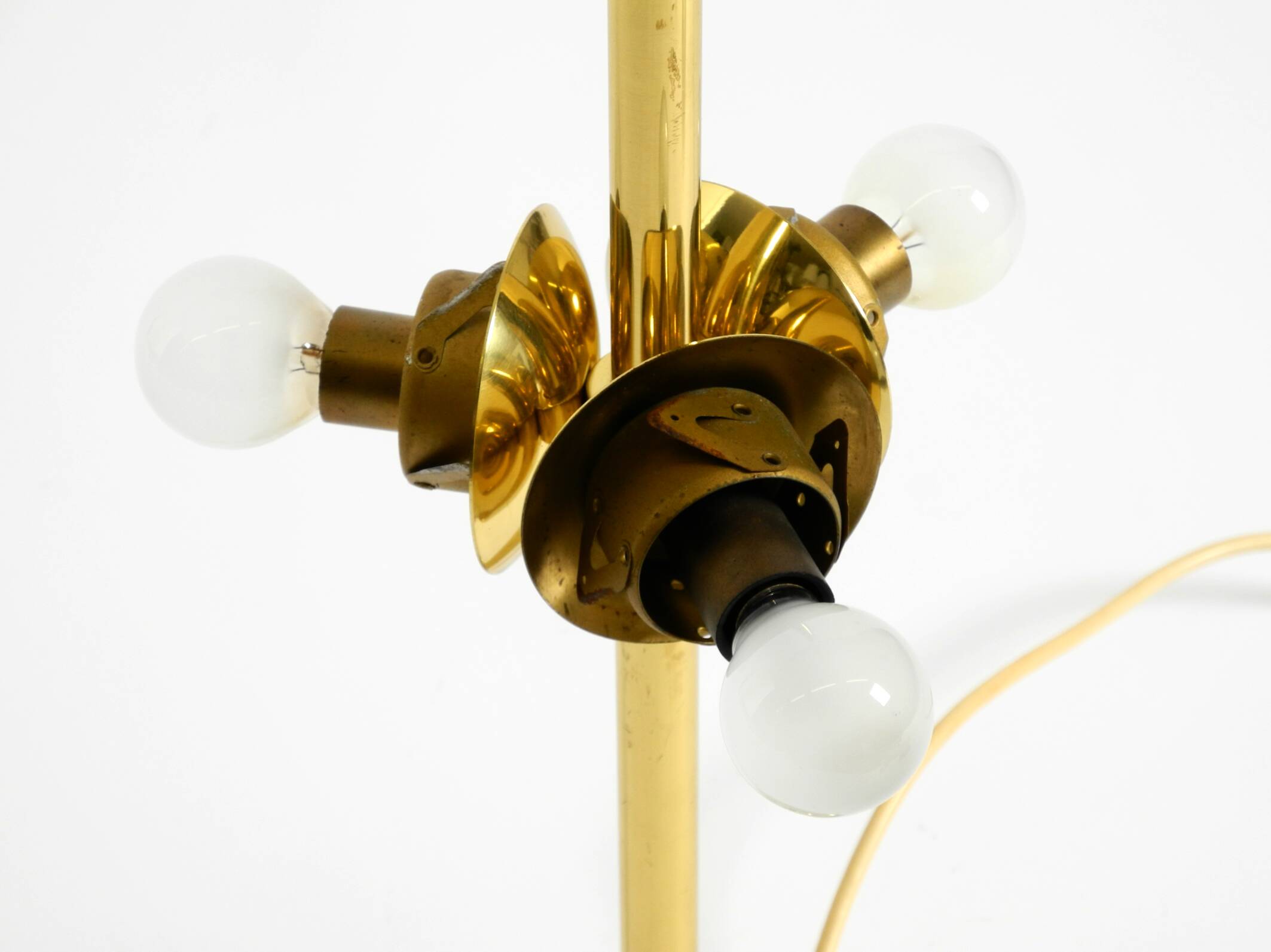 1960s Space Age brass table lamp by Kaiser Leuchten  with 3 glass globes