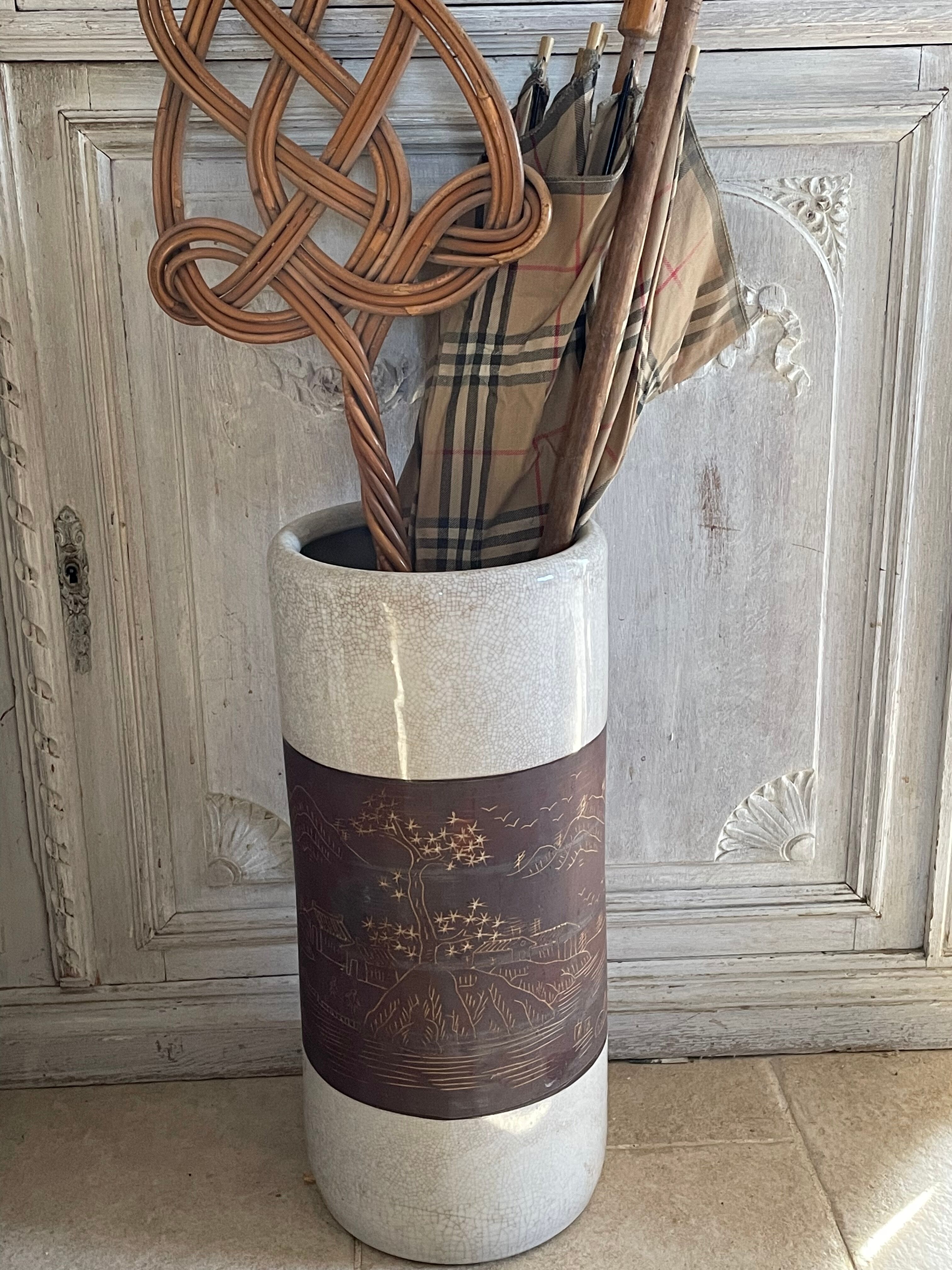 Vintage cracked ceramic umbrella holders