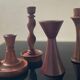 Set of 4 Scandinavian teak candlesticks