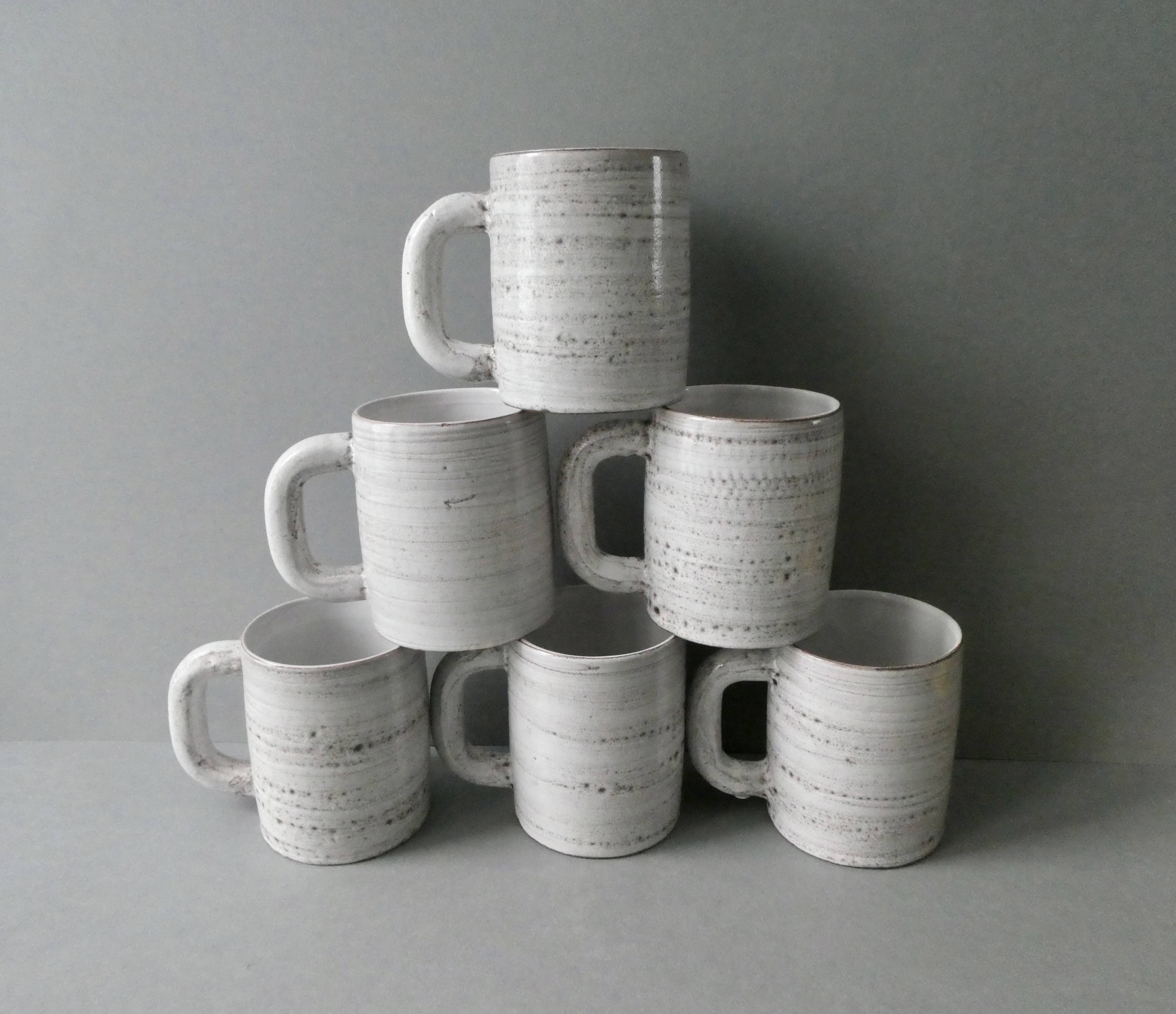 6 ceramic mugs signed Grandjean Jourdan, Vallauris