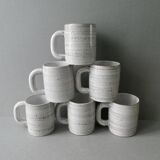 6 ceramic mugs signed Grandjean Jourdan, Vallauris