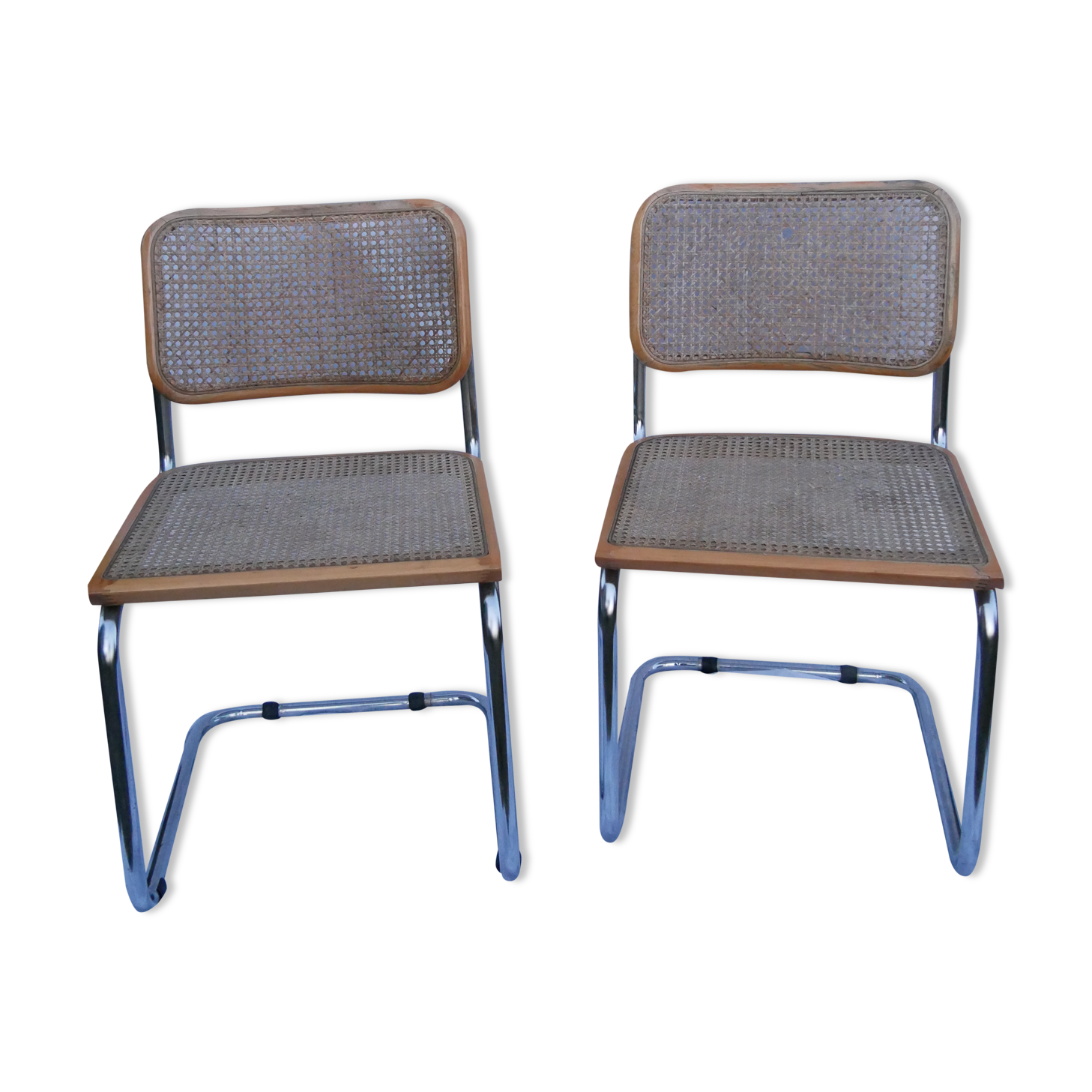 Duo of chaises Marcel Breuer model cesca b32 beech