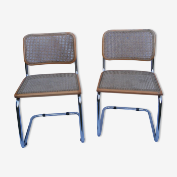 Duo de chaises Marcel Breuer modèle cesca b32 hêtre