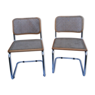 Duo de chaises Marcel Breuer modèle cesca b32 hêtre
