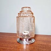 Plafonnier Art Déco Skyscraper en verre transparent rose, années 1920-30