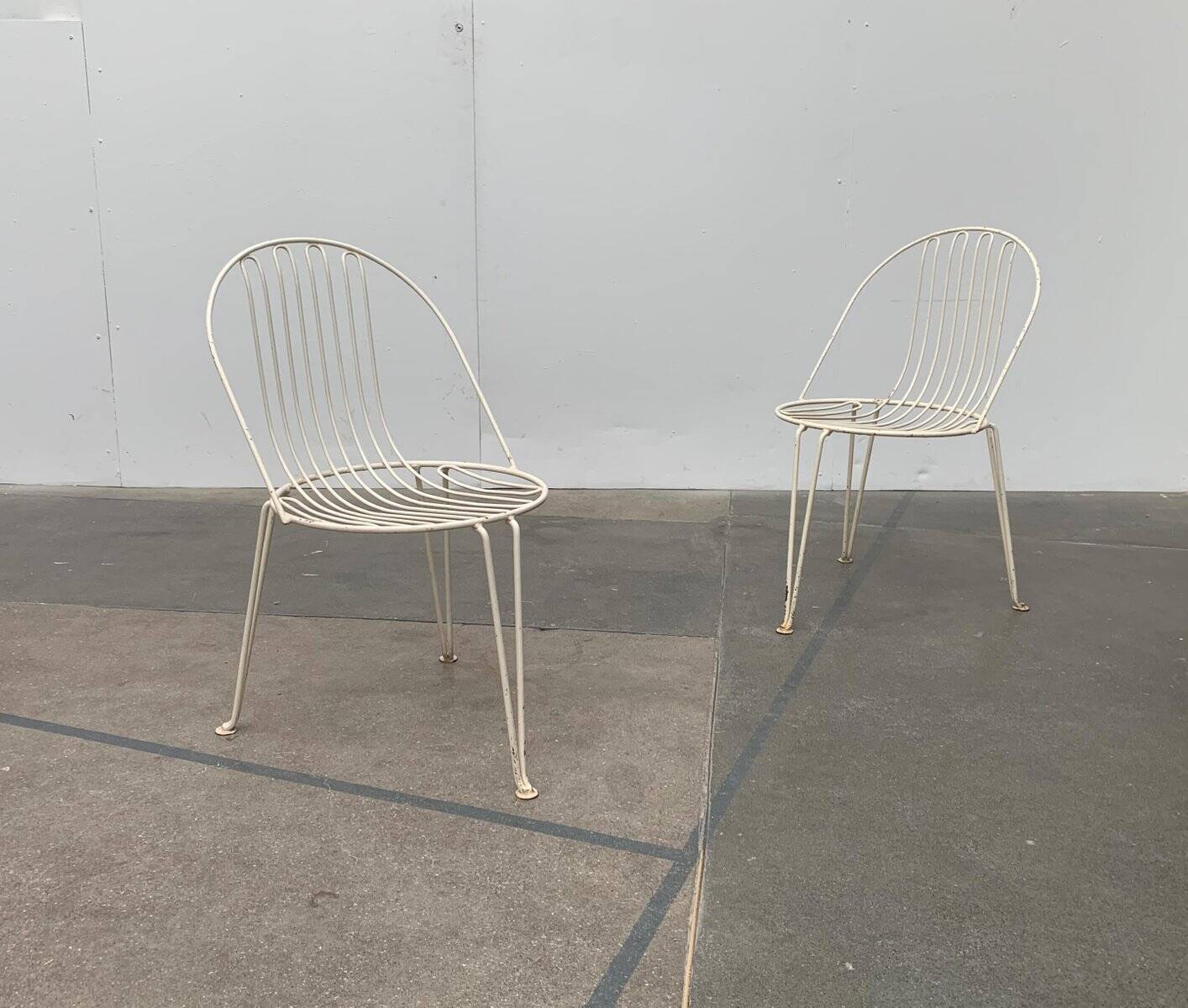 Set of 2 mid-century German metal garden chairs by Mauser Werke Waldeck