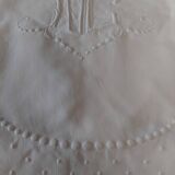 Drap ancien brodé parure deux taies lin 235 X 305 cm monogramme NC
