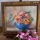 Aquarelle "bouquet de zinias" signée ancienne