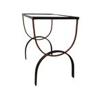 Vintage cast iron and black glass side table