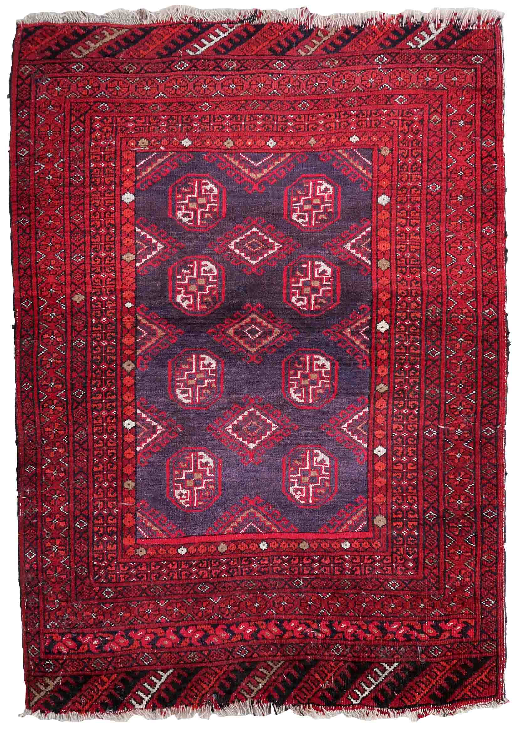 Afghan Ersari handmade carpet 78cm x 114cm 1950s