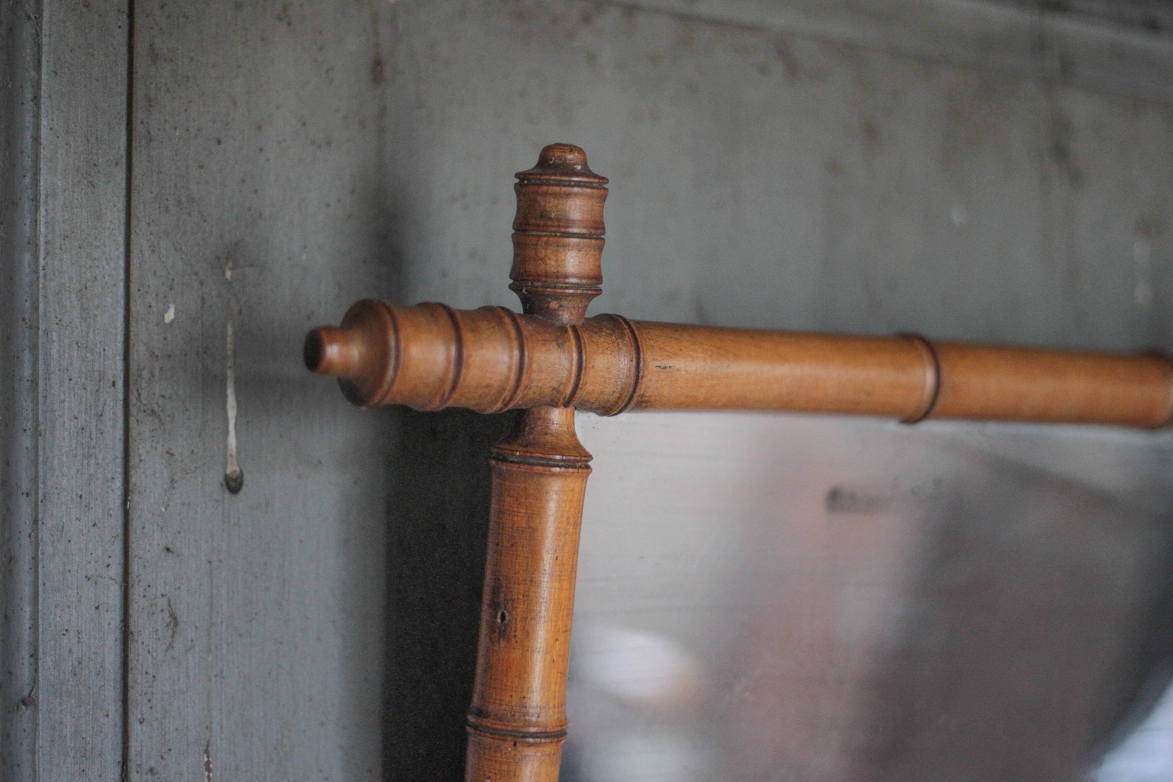 Miroir bois imitation bambou, miroir ancien, miroir à suspendre