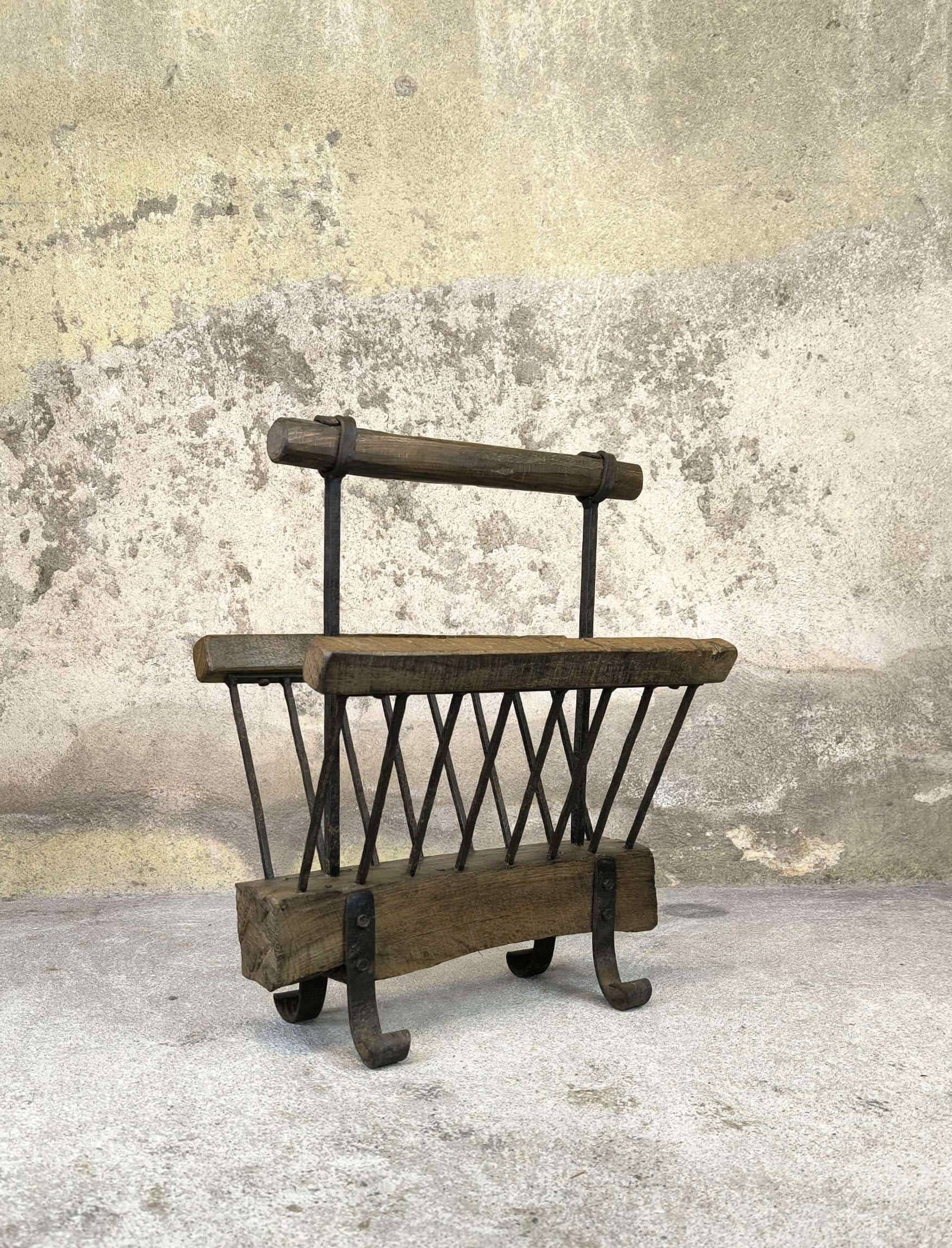 Vintage Brutalist Magazine Rack